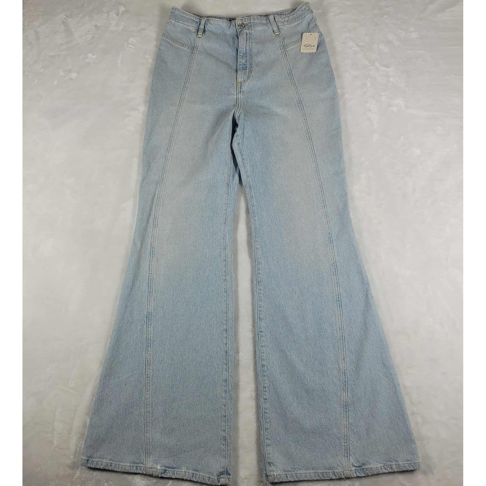 Free People Florence Flare Jeans Women's 32‎ Blue Denim Light Wash High Rise NWT